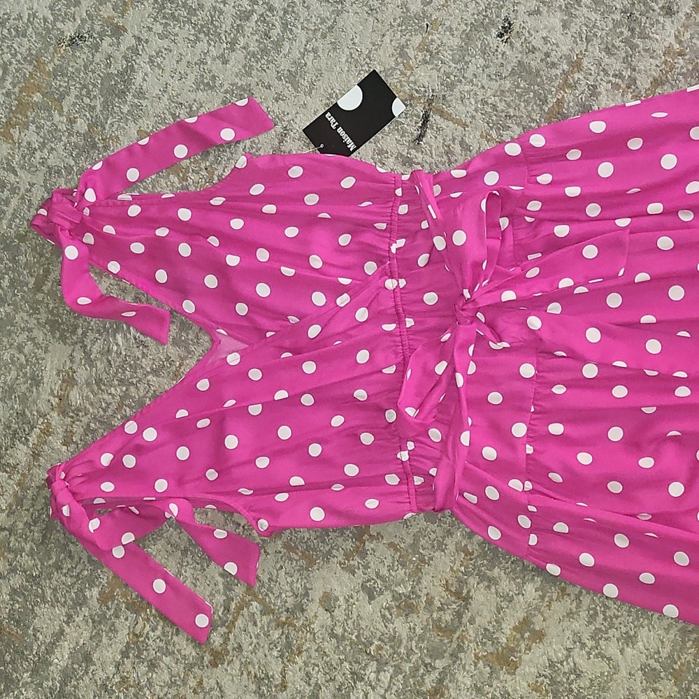 Maison Tara Pink Polka Dot Dress Size 12 NWT - Picture 4 of 11